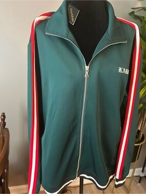 Karter Collection Green Track Jacket with Red & White Stripes